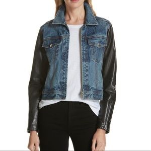 🆕 Rag & Bone Zip Nico Denim & Leather Jacket NWT